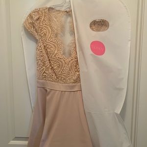 Embroidered Lace Bodice A-Line Dress